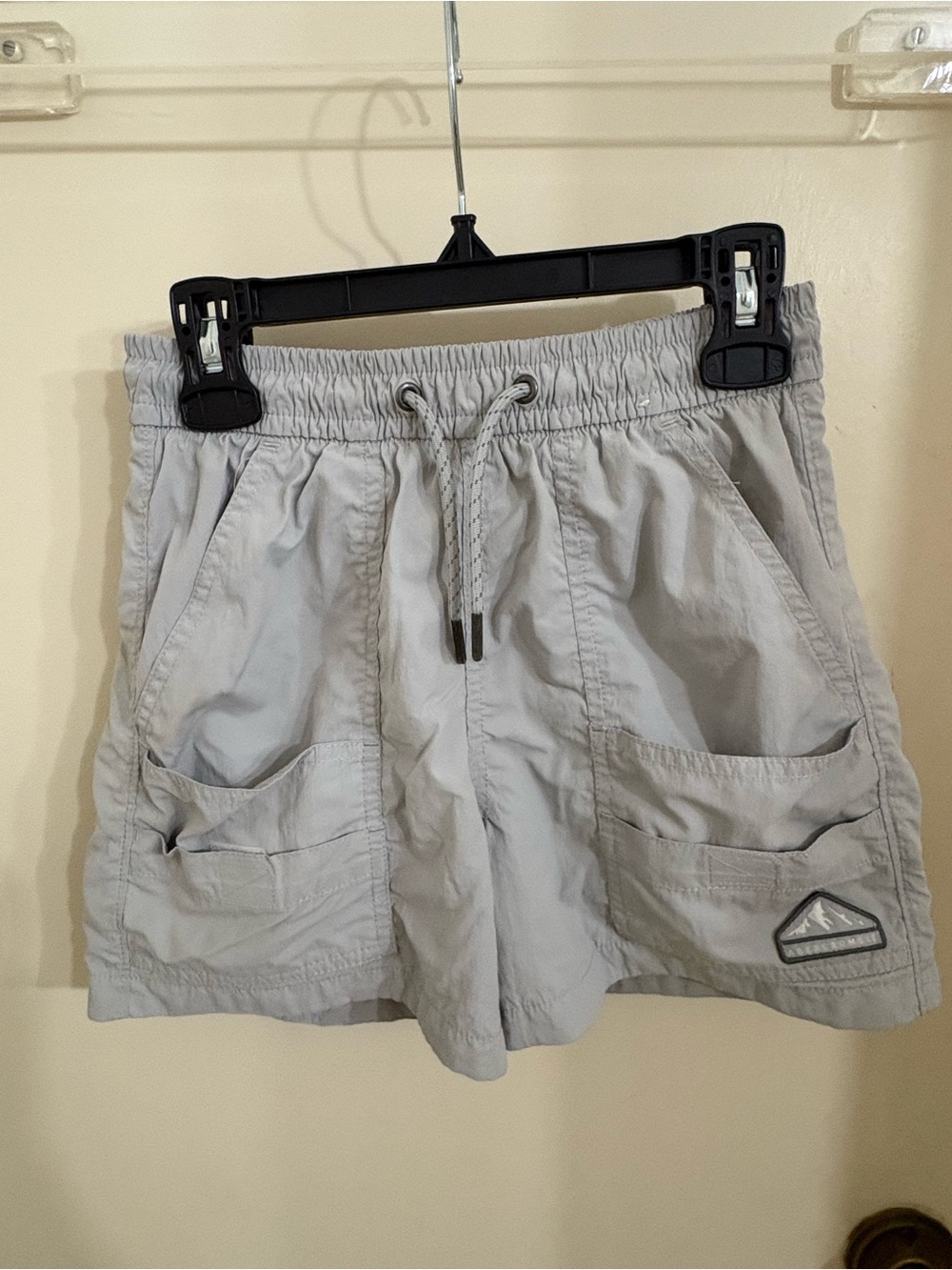 abercrombie kids Light Gray Cargo Shorts with Drawstring Waist
